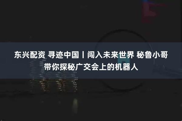 东兴配资 寻迹中国丨闯入未来世界 秘鲁小哥带你探秘广交会上的机器人
